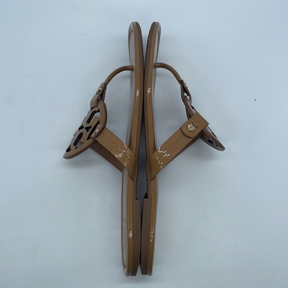 Tory Burch Beige patent leather flat Miller thong t strap sandals 10.5 - Picture 4 of 8